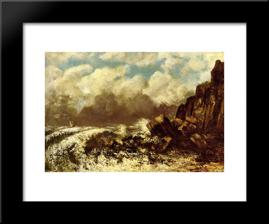 Seascape At Etretat 20x24 Black Modern Wood Framed Art Print Poster by Courbet, Gustave