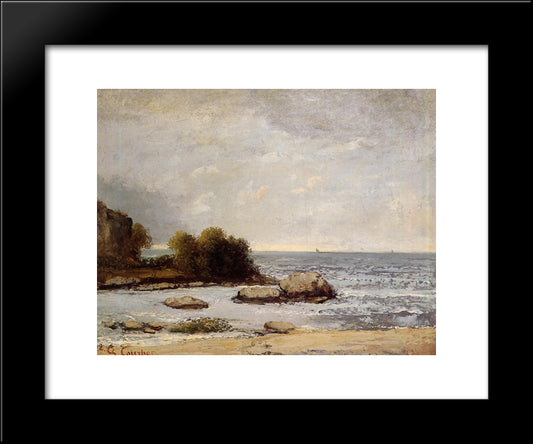 Seascape At Saint Aubin 20x24 Black Modern Wood Framed Art Print Poster by Courbet, Gustave