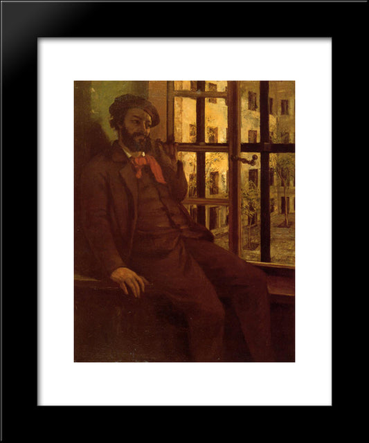 Self-Portrait At Sainte Pelagie 20x24 Black Modern Wood Framed Art Print Poster by Courbet, Gustave