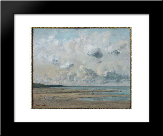 Shores Of Normandy 20x24 Black Modern Wood Framed Art Print Poster by Courbet, Gustave