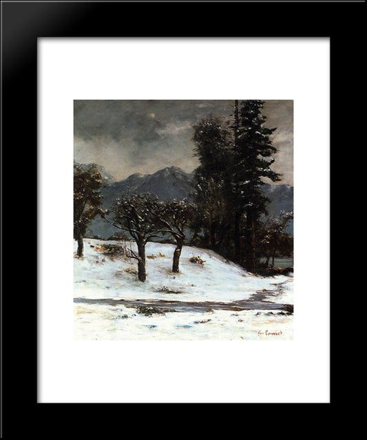 Snow 20x24 Black Modern Wood Framed Art Print Poster by Courbet, Gustave