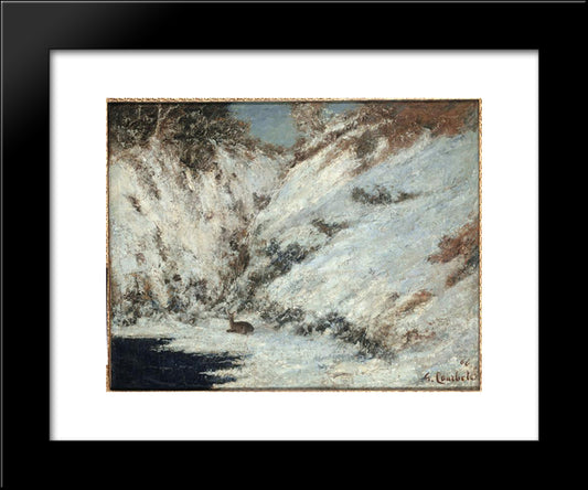 Snow Landscape In Jura 20x24 Black Modern Wood Framed Art Print Poster by Courbet, Gustave