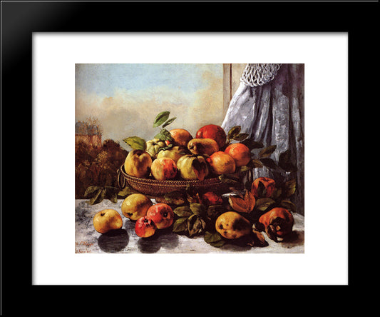 Still Life Fruit 20x24 Black Modern Wood Framed Art Print Poster by Courbet, Gustave