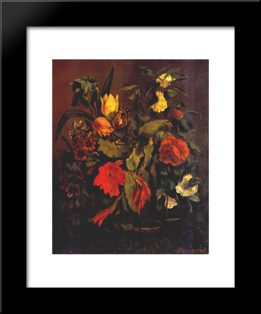 Still Life Of Flowers 20x24 Black Modern Wood Framed Art Print Poster by Courbet, Gustave