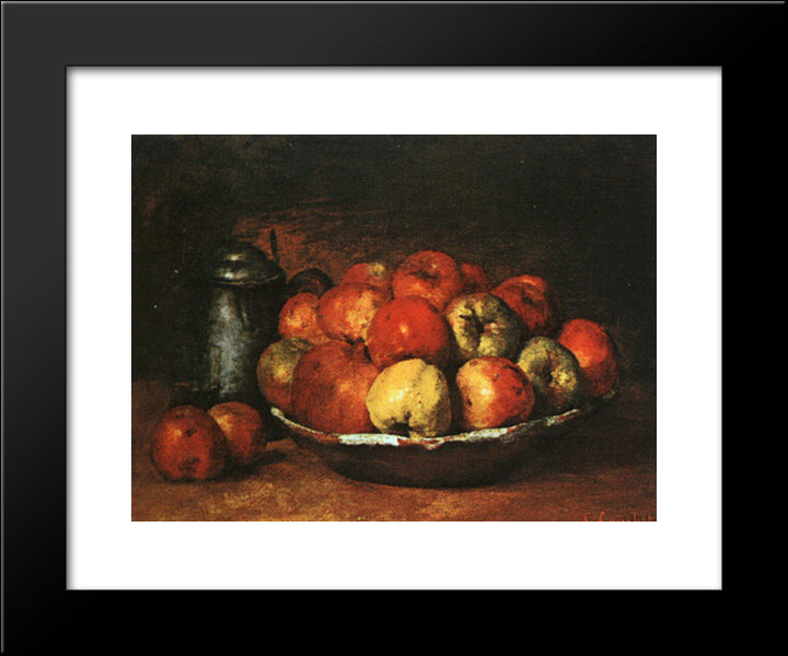 Still Life With Apples And Pomegranates 20x24 Black Modern Wood Framed Art Print Poster by Courbet, Gustave