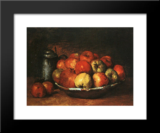 Still Life With Apples And Pomegranates 20x24 Black Modern Wood Framed Art Print Poster by Courbet, Gustave