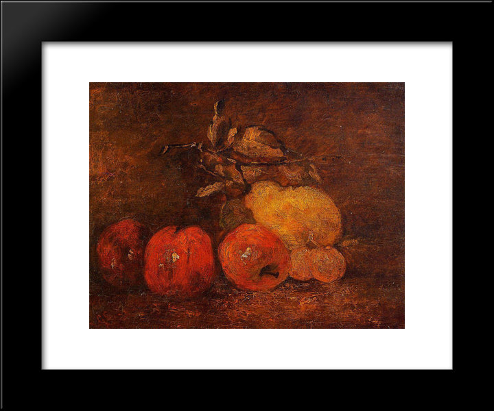 Still Life With Pears And Apples 20x24 Black Modern Wood Framed Art Print Poster by Courbet, Gustave