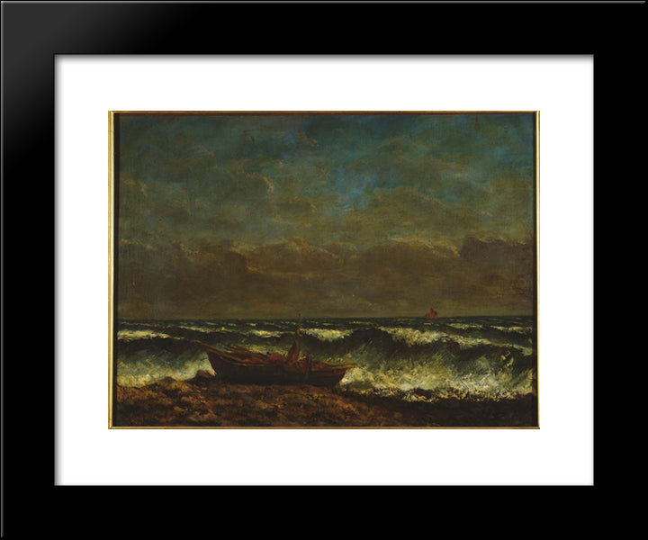 Stormy Sea (The Wave) 20x24 Black Modern Wood Framed Art Print Poster by Courbet, Gustave