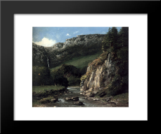 Stream In The Jura Mountains 20x24 Black Modern Wood Framed Art Print Poster by Courbet, Gustave