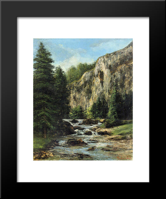 Study For Landscape With Waterfall 20x24 Black Modern Wood Framed Art Print Poster by Courbet, Gustave