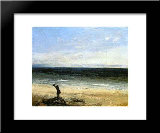 The Beach At Palavas 20x24 Black Modern Wood Framed Art Print Poster by Courbet, Gustave