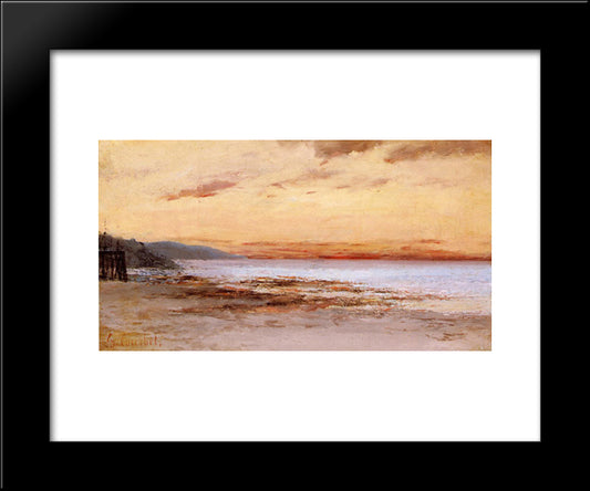 The Beach At Trouville 20x24 Black Modern Wood Framed Art Print Poster by Courbet, Gustave