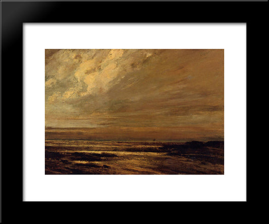 The Beach At Trouville At Low Tide 20x24 Black Modern Wood Framed Art Print Poster by Courbet, Gustave