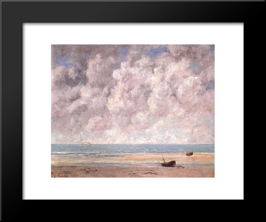 The Calm Sea 20x24 Black Modern Wood Framed Art Print Poster by Courbet, Gustave