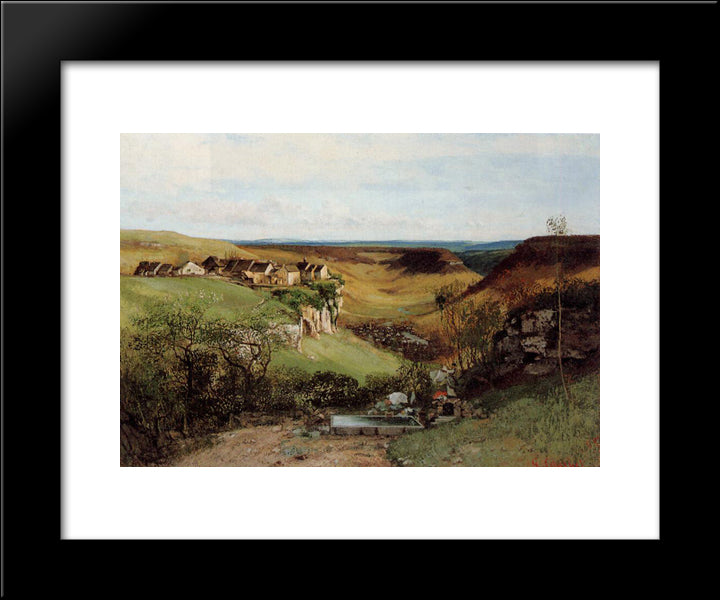 The Chateau D Ornans 20x24 Black Modern Wood Framed Art Print Poster by Courbet, Gustave