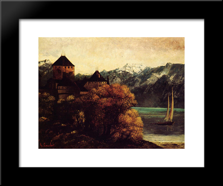 The Chateau De Chillon 20x24 Black Modern Wood Framed Art Print Poster by Courbet, Gustave