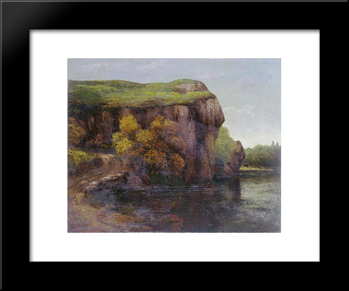 The Cliff 20x24 Black Modern Wood Framed Art Print Poster by Courbet, Gustave