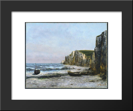 The Cliffs At Etreat 20x24 Black Modern Wood Framed Art Print Poster by Courbet, Gustave