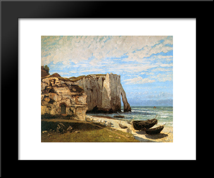 The Cliffs At Etretat 20x24 Black Modern Wood Framed Art Print Poster by Courbet, Gustave