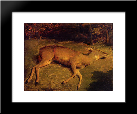 The Dead Doe 20x24 Black Modern Wood Framed Art Print Poster by Courbet, Gustave