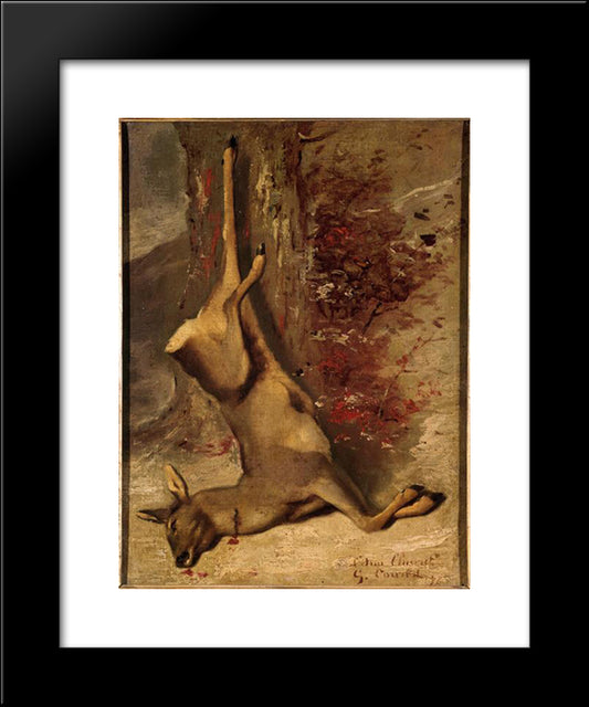 The Deer 20x24 Black Modern Wood Framed Art Print Poster by Courbet, Gustave