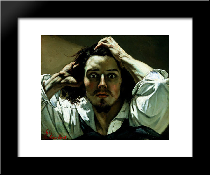 The Desperate Man (Self-Portrait) 20x24 Black Modern Wood Framed Art Print Poster by Courbet, Gustave