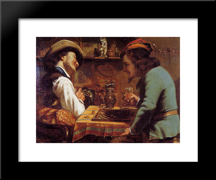 The Draughts Players 20x24 Black Modern Wood Framed Art Print Poster by Courbet, Gustave