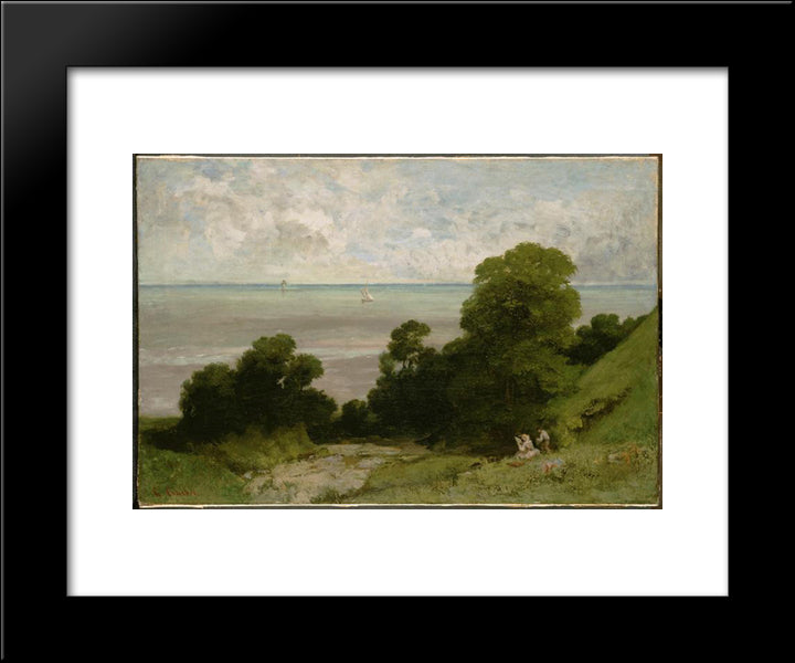 The Embouchment Of Seine 20x24 Black Modern Wood Framed Art Print Poster by Courbet, Gustave