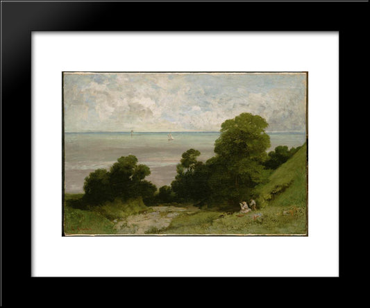 The Embouchment Of Seine 20x24 Black Modern Wood Framed Art Print Poster by Courbet, Gustave