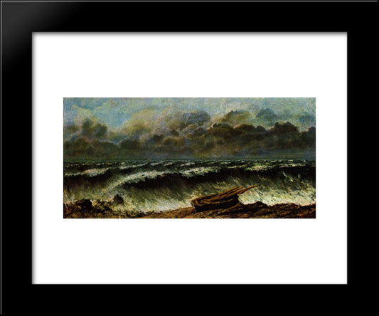 The Waves 20x24 Black Modern Wood Framed Art Print Poster by Courbet, Gustave