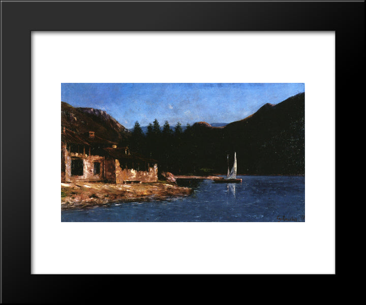 The White Sail 20x24 Black Modern Wood Framed Art Print Poster by Courbet, Gustave