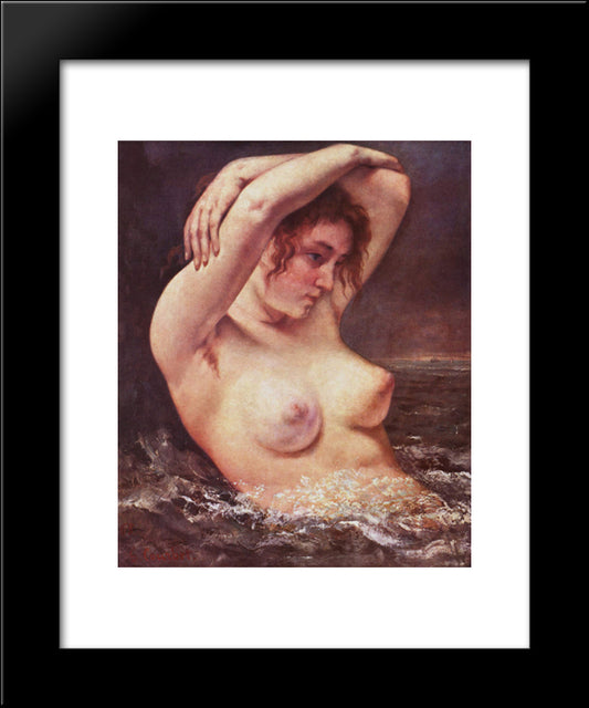 The Woman In The Waves (The Bather) 20x24 Black Modern Wood Framed Art Print Poster by Courbet, Gustave