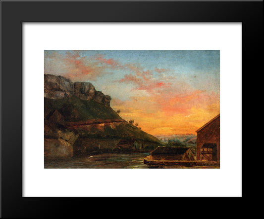 Valley Of The Loue 20x24 Black Modern Wood Framed Art Print Poster by Courbet, Gustave