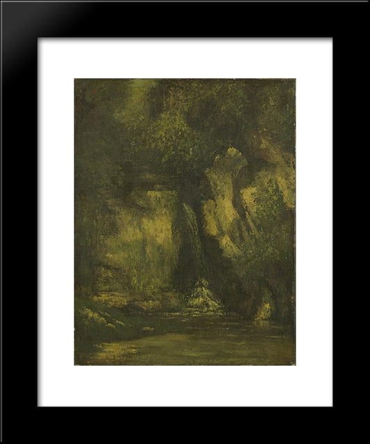 Waterfall In The Wood 20x24 Black Modern Wood Framed Art Print Poster by Courbet, Gustave