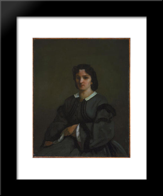 Woman With Gloves 20x24 Black Modern Wood Framed Art Print Poster by Courbet, Gustave