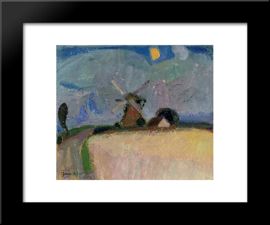 A Windmill In A Landscape, Het Gooi 20x24 Black Modern Wood Framed Art Print Poster by Smet, Gustave de