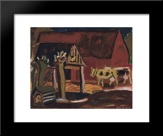 Barnyard With Herd 20x24 Black Modern Wood Framed Art Print Poster by Smet, Gustave de