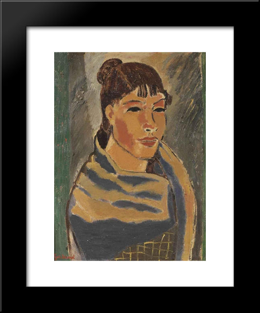 Girl With Blue Scarf 20x24 Black Modern Wood Framed Art Print Poster by Smet, Gustave de