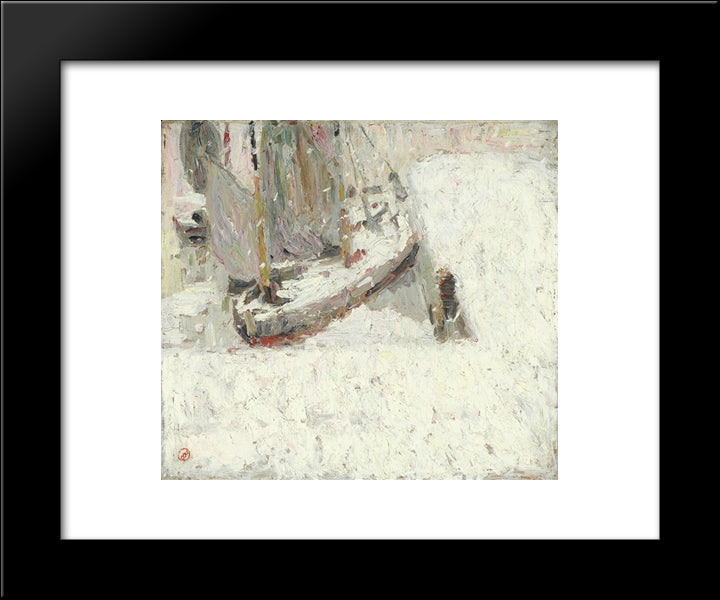 Harbour Under Snow 20x24 Black Modern Wood Framed Art Print Poster by Smet, Gustave de