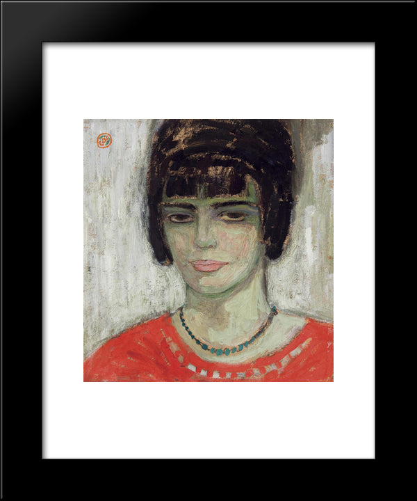 Hoofd Van Een Jonge Vrouw 20x24 Black Modern Wood Framed Art Print Poster by Smet, Gustave de