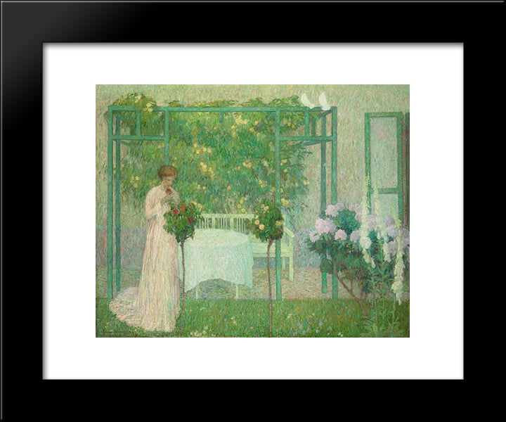 La Femme Au Rosier 20x24 Black Modern Wood Framed Art Print Poster by Smet, Gustave de