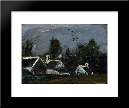 Landscape With Farmhouses 20x24 Black Modern Wood Framed Art Print Poster by Smet, Gustave de