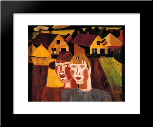 Le Couple Au Village 20x24 Black Modern Wood Framed Art Print Poster by Smet, Gustave de