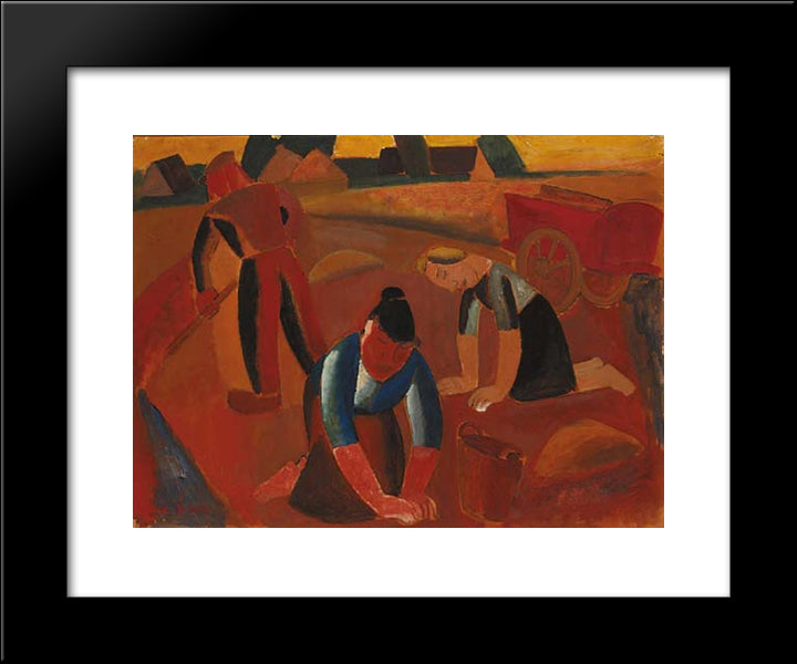 Potato Harvest 20x24 Black Modern Wood Framed Art Print Poster by Smet, Gustave de