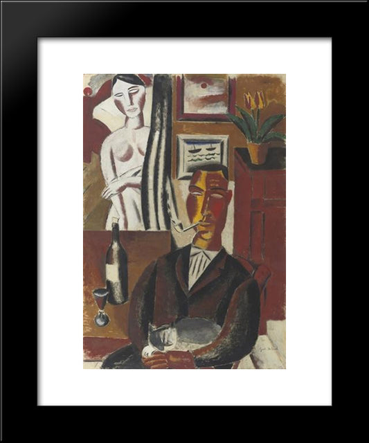 The Man With The Bottle 20x24 Black Modern Wood Framed Art Print Poster by Smet, Gustave de