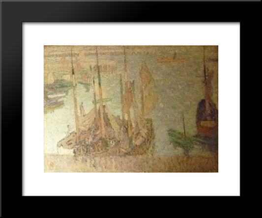 The Port Of Ostend 20x24 Black Modern Wood Framed Art Print Poster by Smet, Gustave de