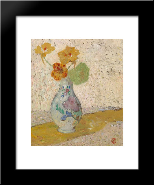 Three Flowers In A Vase 20x24 Black Modern Wood Framed Art Print Poster by Smet, Gustave de