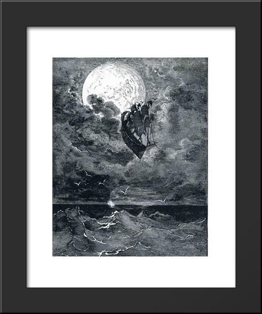 A Voyage To The Moon 20x24 Black Modern Wood Framed Art Print Poster by Dore, Gustave