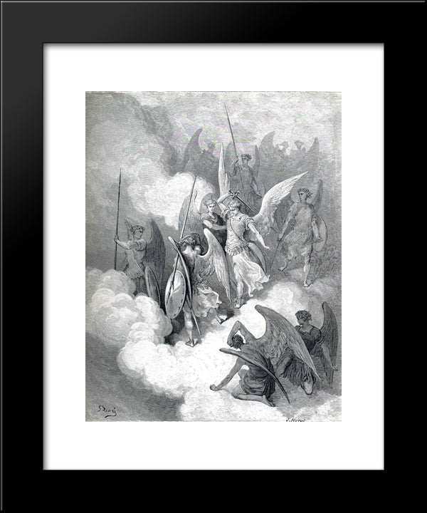 Abdiel And Satan 20x24 Black Modern Wood Framed Art Print Poster by Dore, Gustave