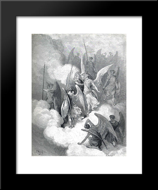 Abdiel And Satan 20x24 Black Modern Wood Framed Art Print Poster by Dore, Gustave